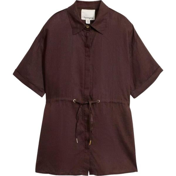 Camicia a maniche corte da donna in marrone scuro lungo a maniche corte bonprix bonprix