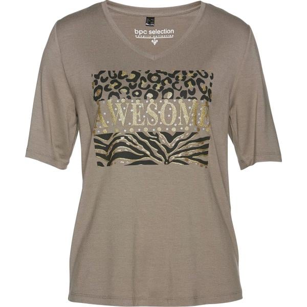t-shirt bonprix marrone con stampe