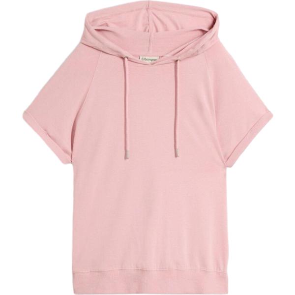 Felpa con cappuccio da donna in rosa chiaro collo con cappuccio bonprix