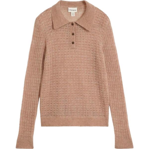 Polo da donna in marrone scuro lavorato a maglia bonprix bonprix