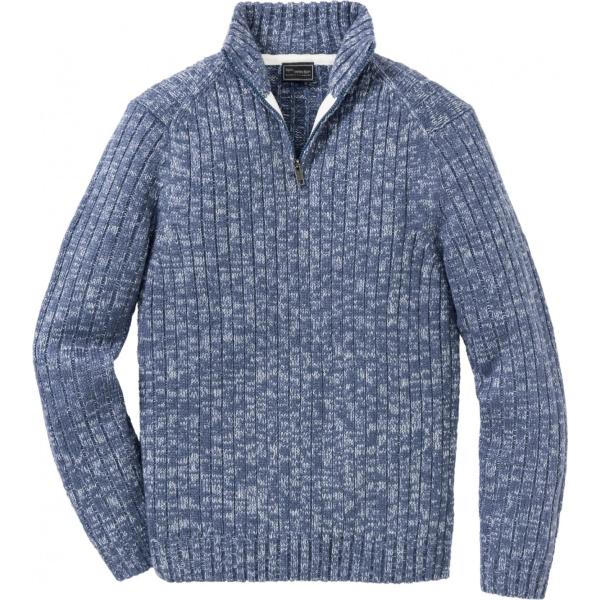 Maglione melange con zip in in maglia blu bonprix nero