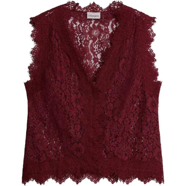 Gilet da donna in marrone scuro con pizzo bonprix