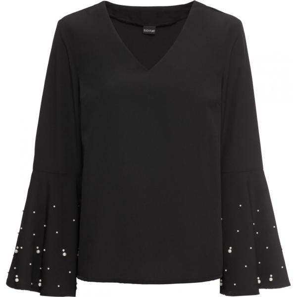 Blusa con perle e scollo nero Bodyflirt nero