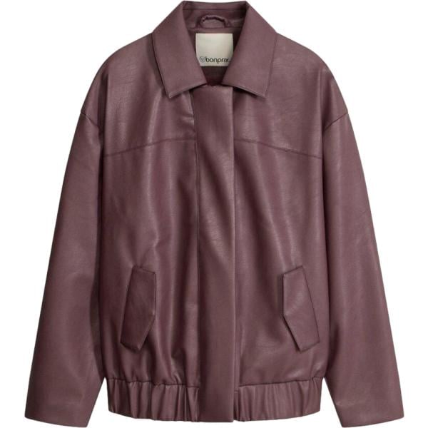 Giacca soprabito da donna in viola scuro in ecopelle bonprix