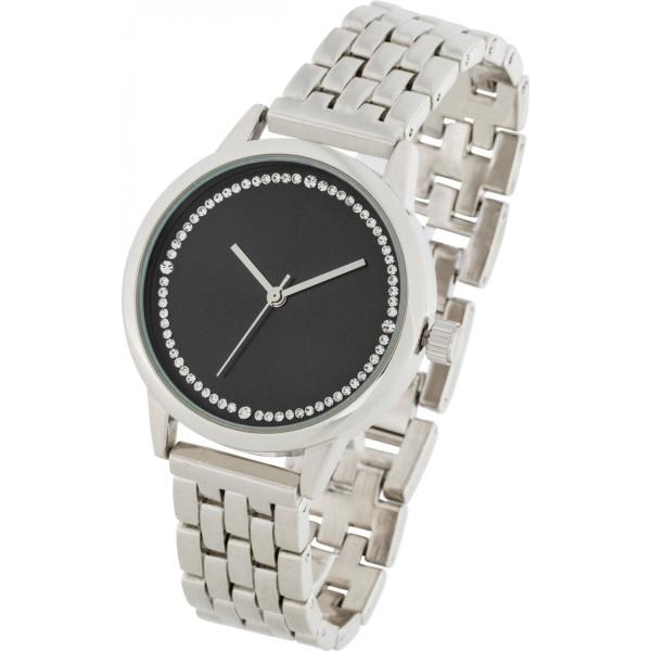 Orologio con strass contrasto argento Bpc selection nero
