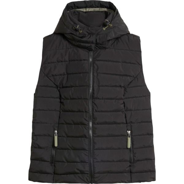 Piumino da donna in nero pece collo con cappuccio senza maniche in denim bonprix bonprix