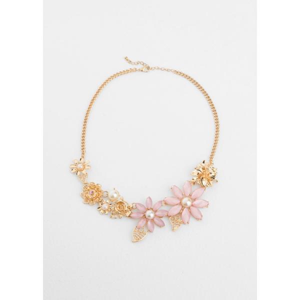 Collana con perle fantasia floreale oro Bpc bonprix collection giallo a fiori