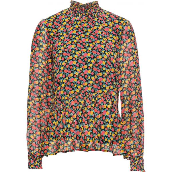 Blusa chiffon colletto dritto nero Rainbow nero