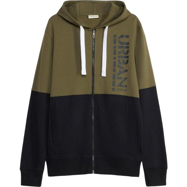 Felpa con cappuccio da uomo in nero pece collo con cappuccio con zip in cotone organico bonprix bonprix