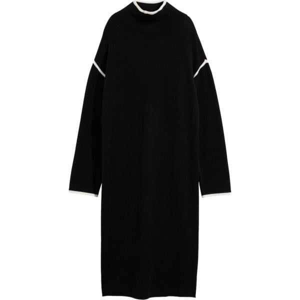 Vestito longuette/midi da donna in nero pece lavorato a maglia bonprix