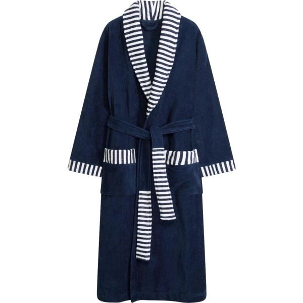 Accappatoio da donna in blu scuro con cintura in cotone bonprix