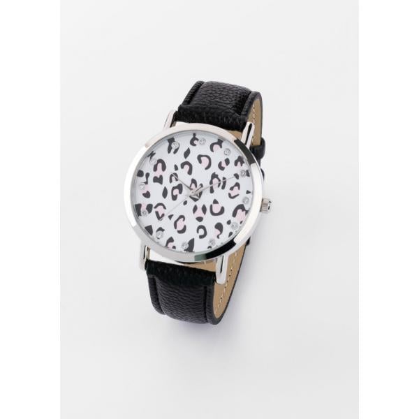 Orologio con strass in pelle sintetica nero Bpc bonprix collection nero animalier
