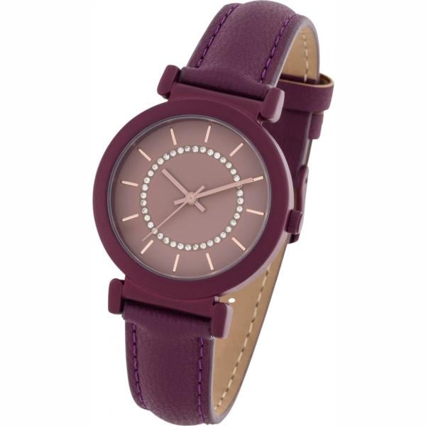 Orologio con strass e cinturino in pelle sintetica viola Bpc bonprix collection viola
