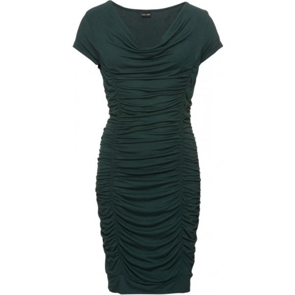 Vestito con drappeggio e scollo a maniche corte in maglina con pieghe verde bonprix rosso