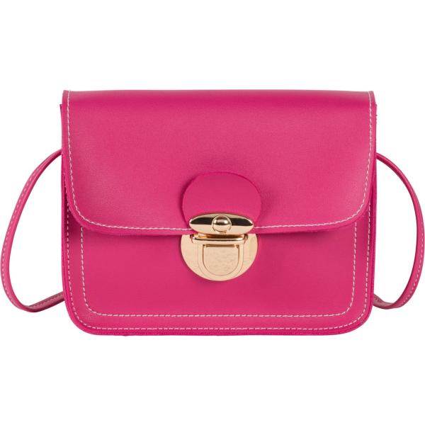 Borsa a tracolla a scatto in pelle sintetica fucsia Bpc selection nero