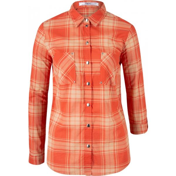 Camicia sport fantasia a maniche lunghe in cotone aderente Bpc bonprix collection rosso a quadri