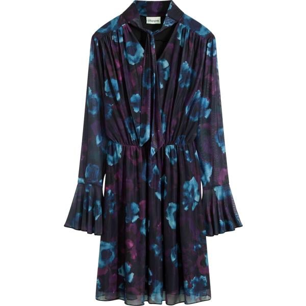 Vestito con volant e scollo con laccetti blu bonprix nero