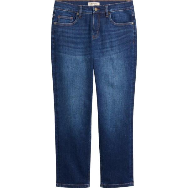 Jeans dritti da donna in blu scuro cropped in denim bonprix