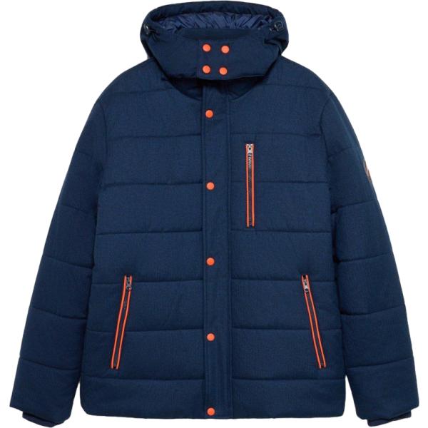 Piumino da uomo in blu scuro collo con cappuccio tessuto impermeabile bonprix