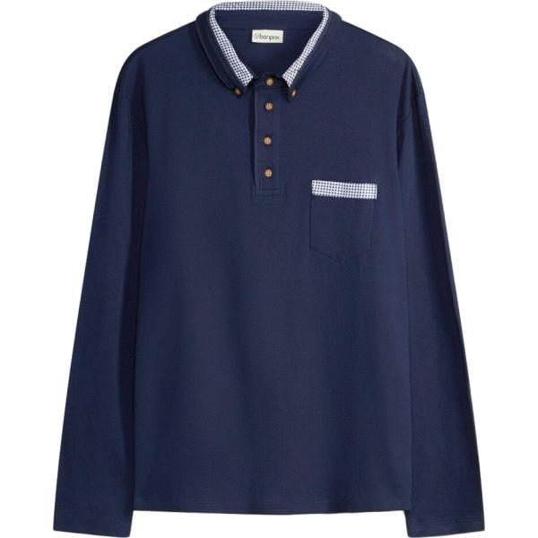 Polo da uomo in blu scuro a quadri bonprix
