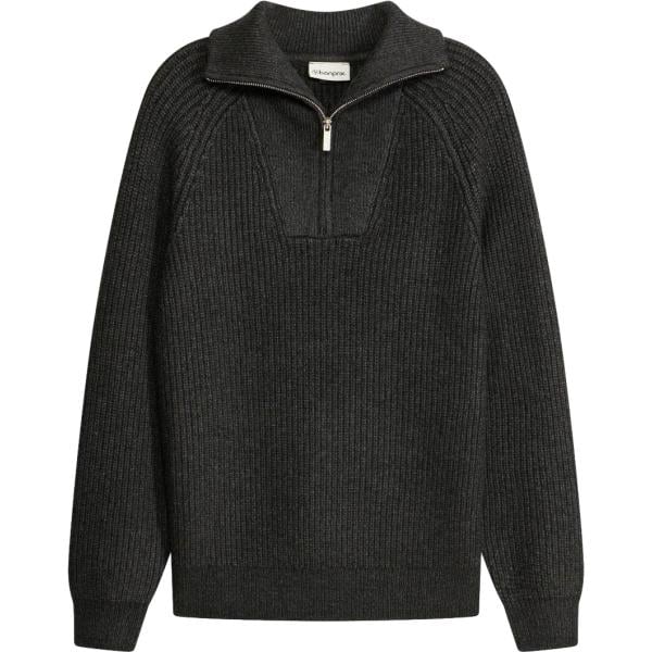 Pullover da donna in grigio scuro collo alto con zip in viscosa bonprix