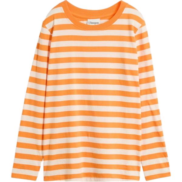 T-shirt da donna in arancione scuro a righe in cotone organico bonprix