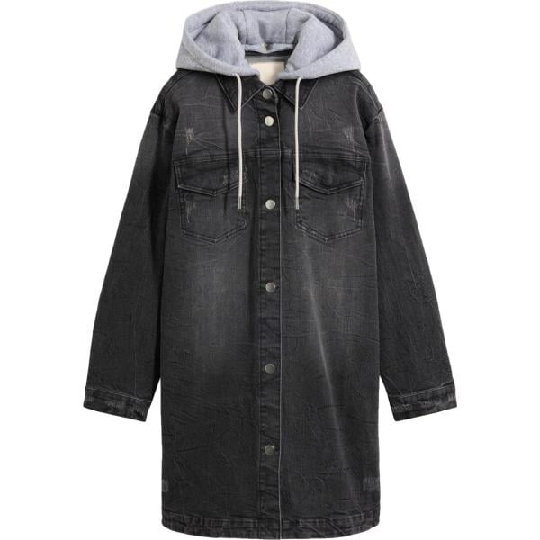 Cappotto da donna in nero pece collo con cappuccio in denim bonprix