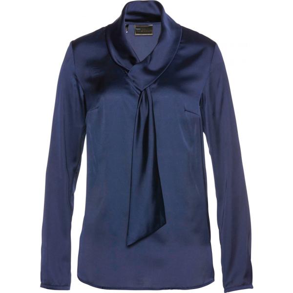 Tunica effetto satinato blu Bpc bonprix collection nero con stampe