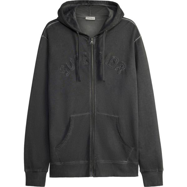 Felpa con cappuccio da uomo in grigio scuro collo con cappuccio con zip bonprix