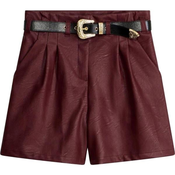 Shorts da donna in marrone scuro con cintura in ecopelle bonprix bonprix