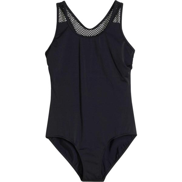 Costume intero da donna in nero pece con spalline bonprix