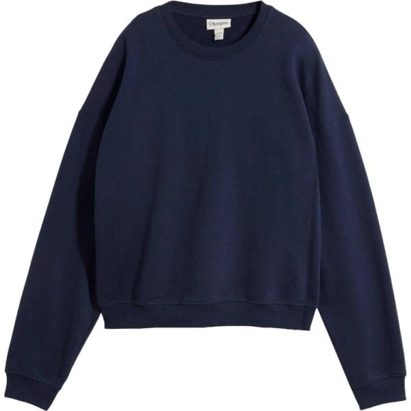 Felpa da donna oversize in blu scuro corto in cotone organico bonprix