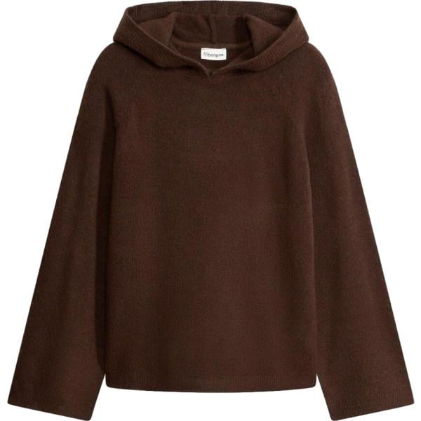 Felpa con cappuccio da donna in marrone scuro collo con cappuccio bonprix