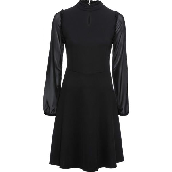 Vestito con spacco e ruches con scollo jersey nero BODYFLIRT boutique nero
