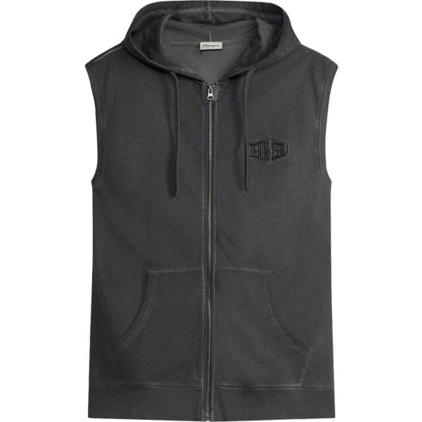 Felpa con cappuccio da uomo in nero pece collo con cappuccio con zip in plush bonprix