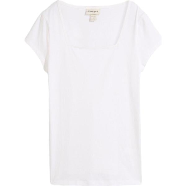 T-shirt da donna in bianco neve con scollo bonprix