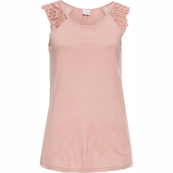 Top con pizzo e scollo taglio dritto rosa Bodyflirt marrone