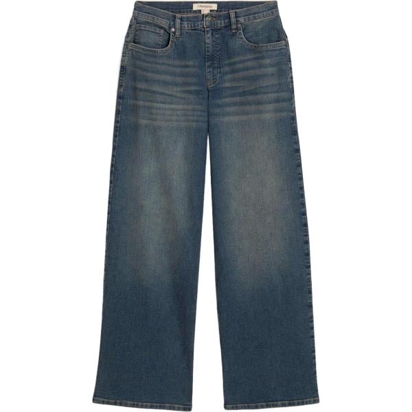 Jeans da donna in blu scuro a vita alta in denim bonprix