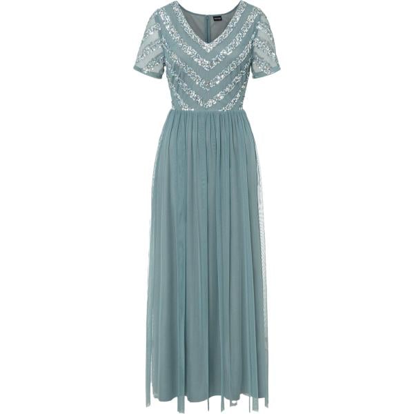 Vestito lungo da donna in grigio scuro con paillettes lungo bonprix