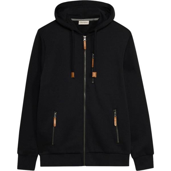 Felpa con cappuccio da uomo in nero pece collo con cappuccio con zip bonprix