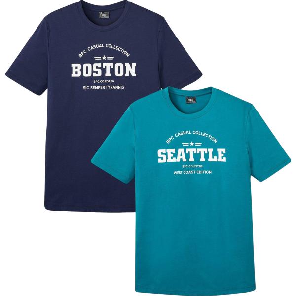 t-shirt bonprix blu con stampe