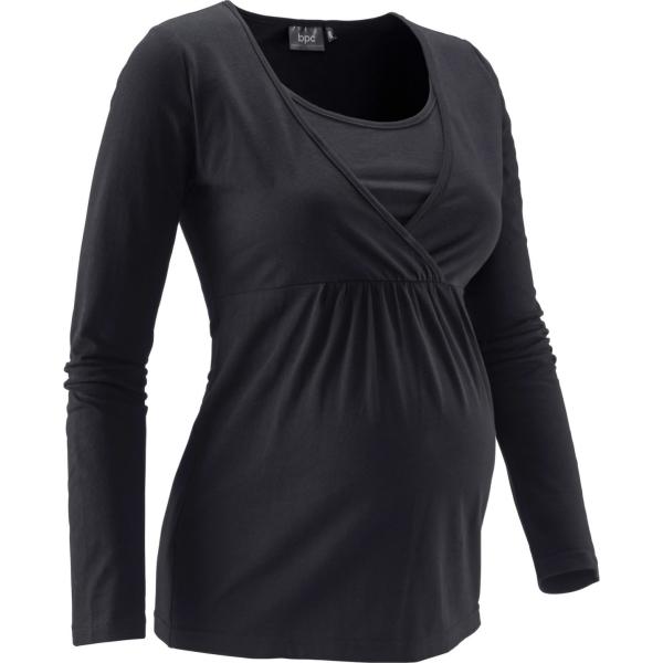 Maglia premaman con scollo a maniche lunghe Bpc bonprix collection nero