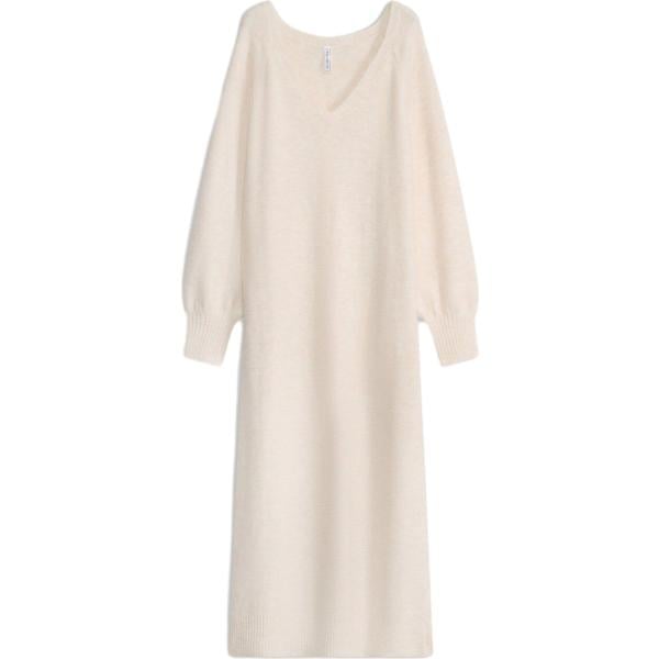 Vestito longuette/midi da donna in bianco avorio lavorato a maglia bonprix