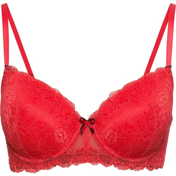 Reggiseno con ferretto e pizzo con spalline rosso Bodyflirt nero