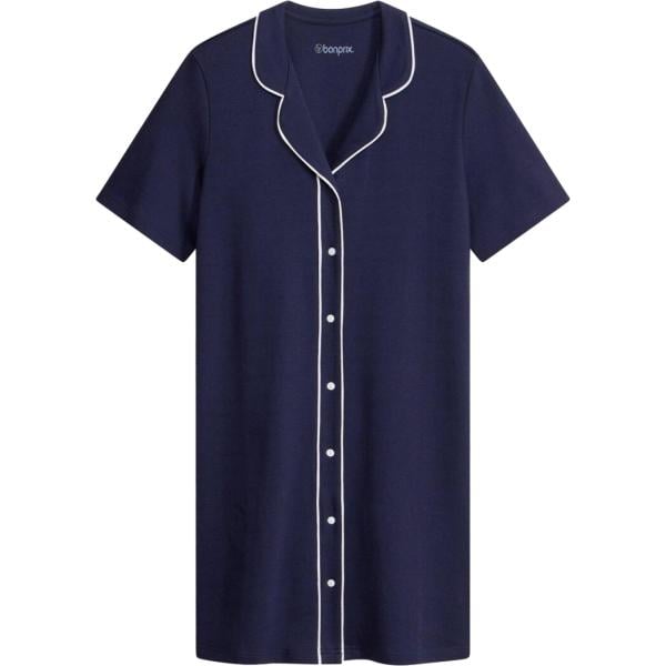 Camicia da notte da donna in blu scuro in cotone organico bonprix bonprix