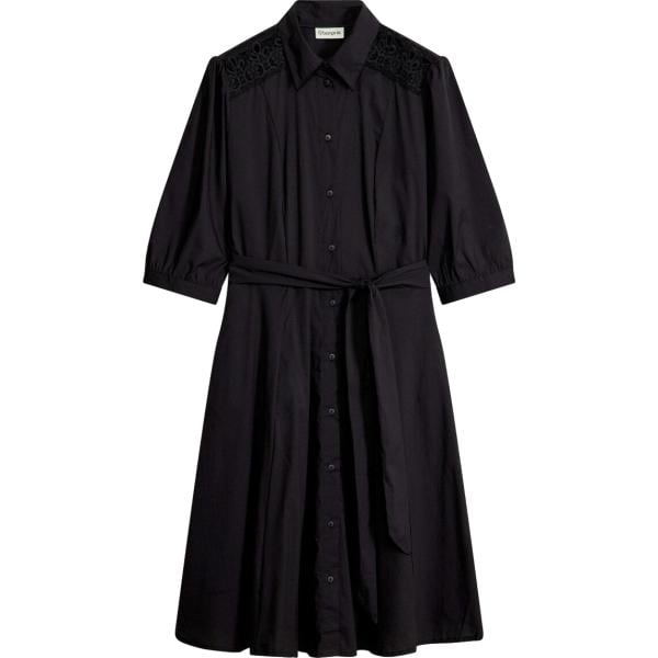 Vestito chemisier da donna in nero pece con pizzo con cintura bonprix