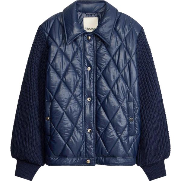 Bomber da donna in blu scuro lavorato a maglia bonprix