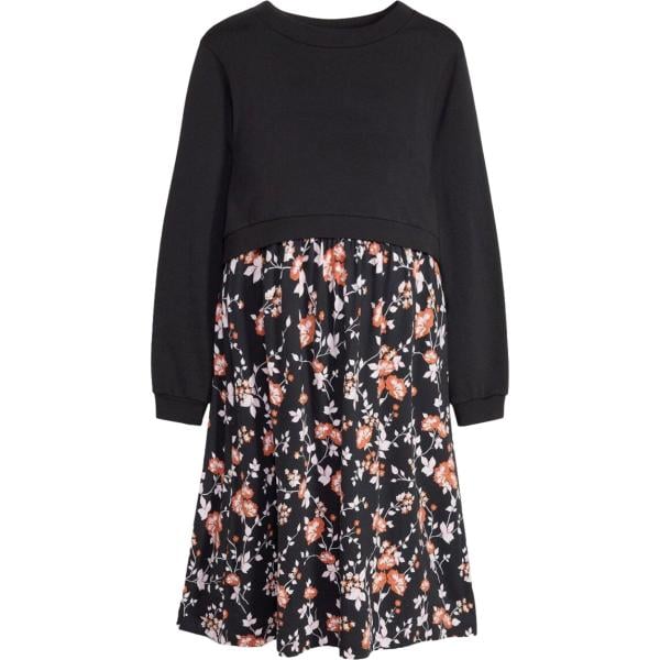 Vestito senza maniche da donna in nero pece a fiori premaman con ruches senza maniche con bottoni bonprix