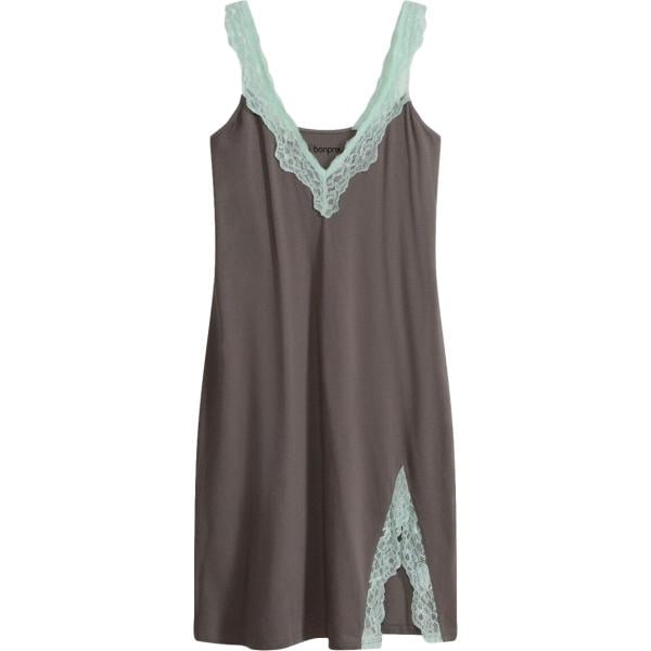 Camicia da notte da donna in marrone scuro con pizzo bonprix