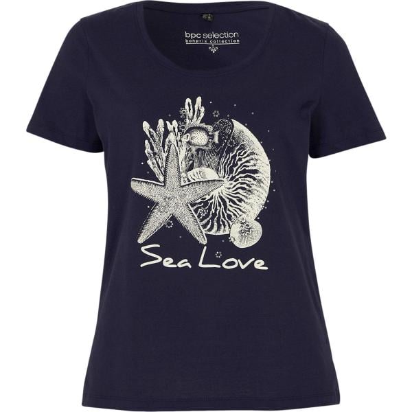 t-shirt bonprix blu con stampe